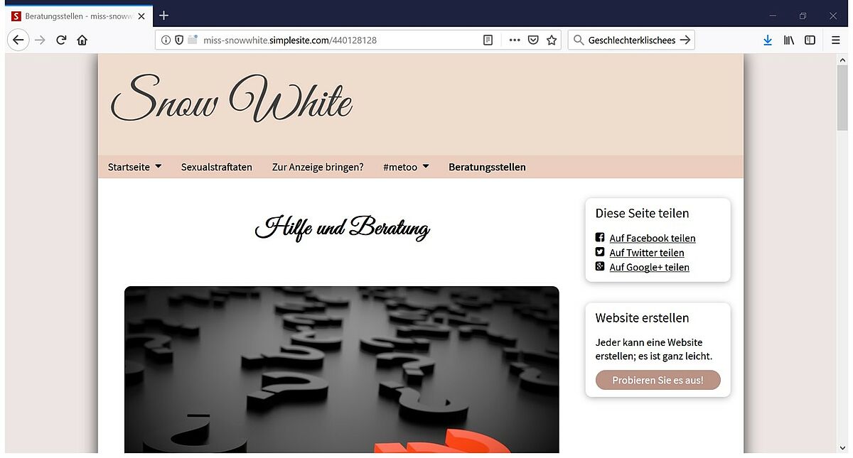 Homepage "Snow White"